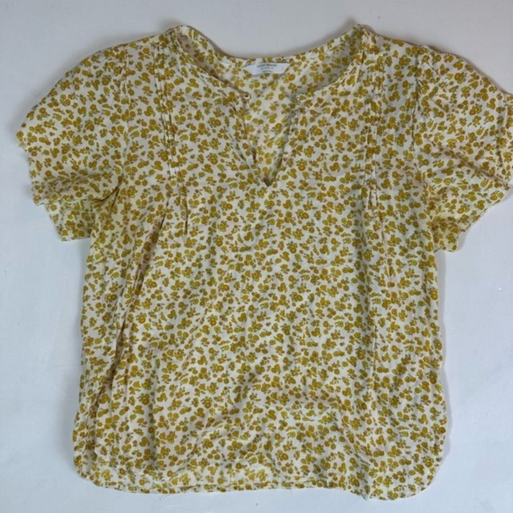 Yellow Puff Sleeve Blouse with Mandarin Collar